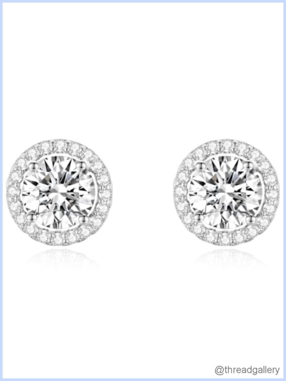 Round Halo CZ Stud Earrings Set 925 Sterling Silver Post